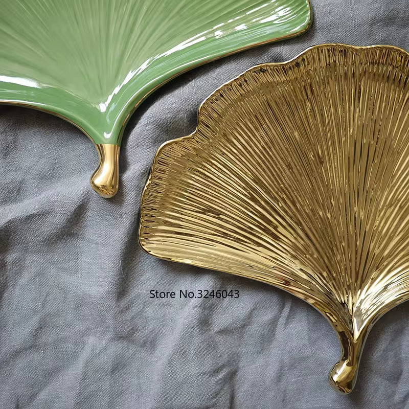 Gingko Leaf Ceramic Plate - Great for Snacks or Jewelery
