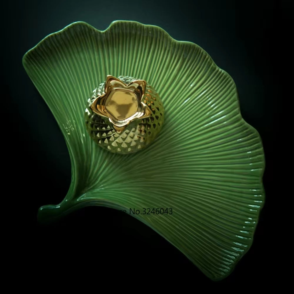 Gingko Leaf Ceramic Plate - Great for Snacks or Jewelery
