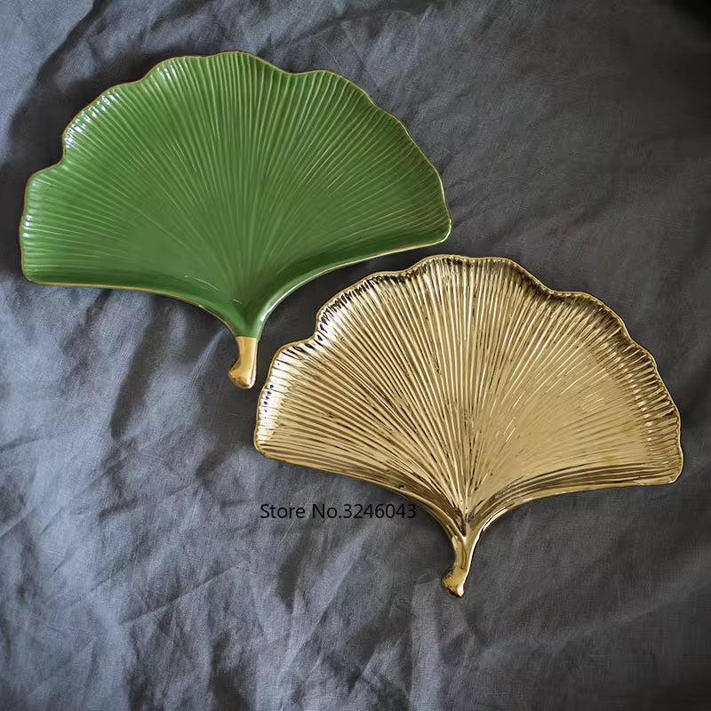 Gingko Leaf Ceramic Plate - Great for Snacks or Jewelery