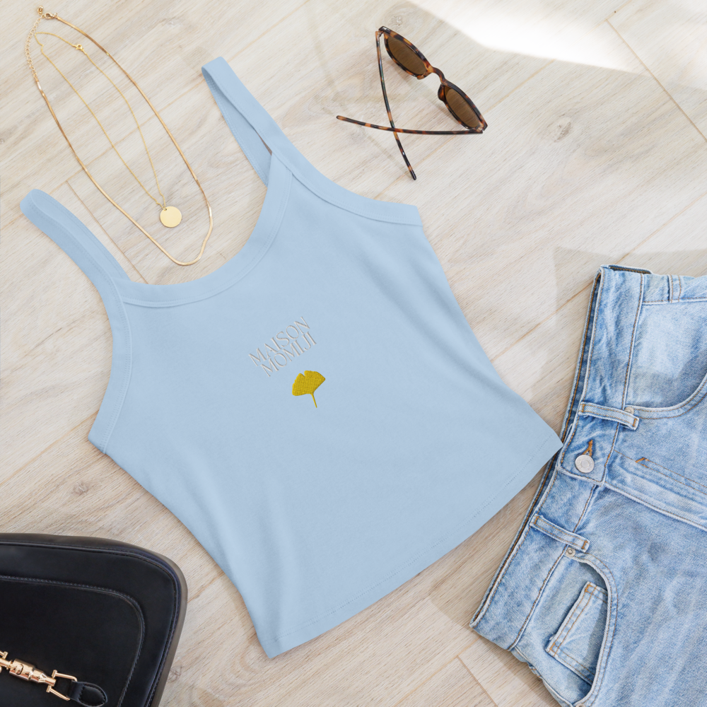Gingko Leaf Minimalist Tank Top - Sky