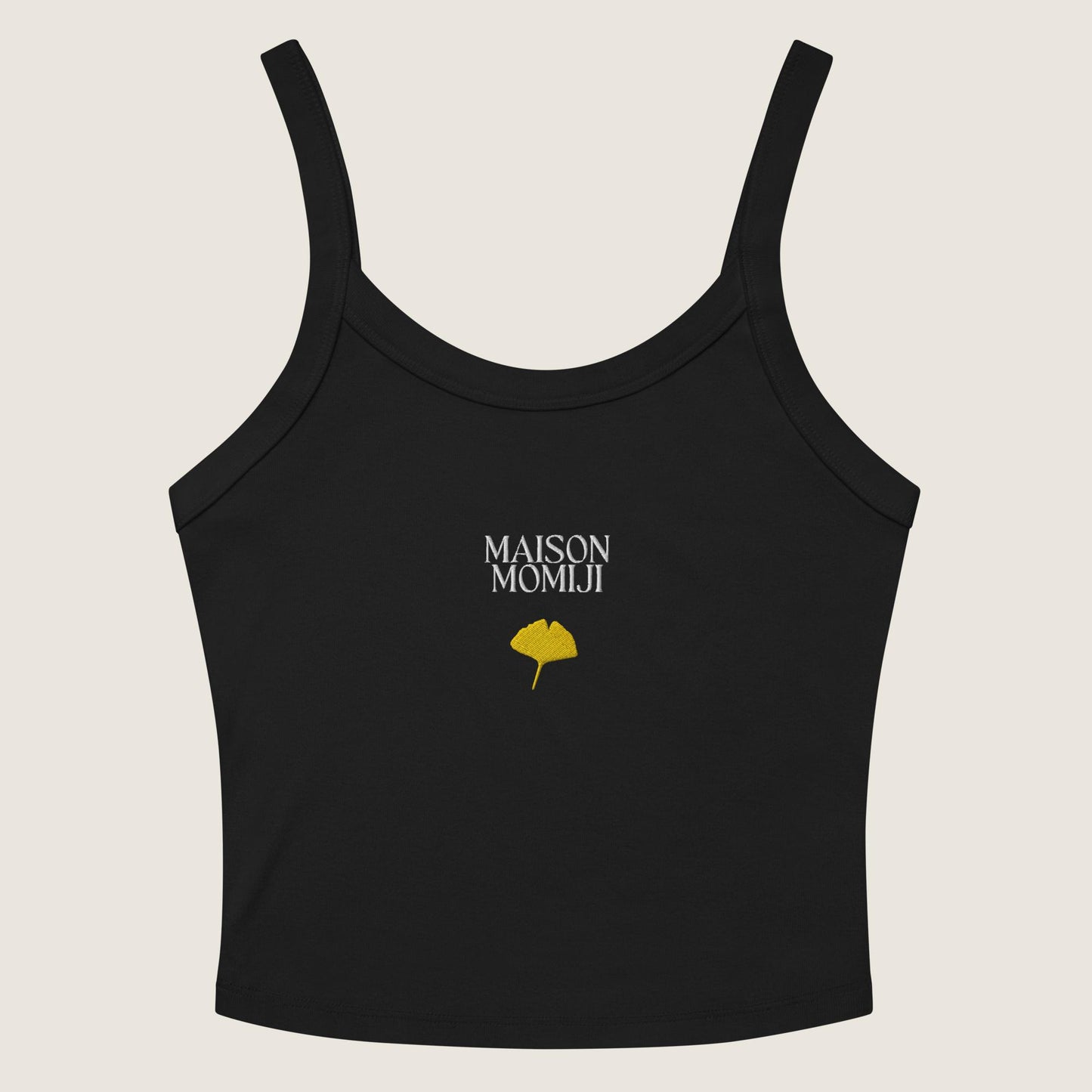 Gingko Leaf Minimalist Tank Top - Onyx