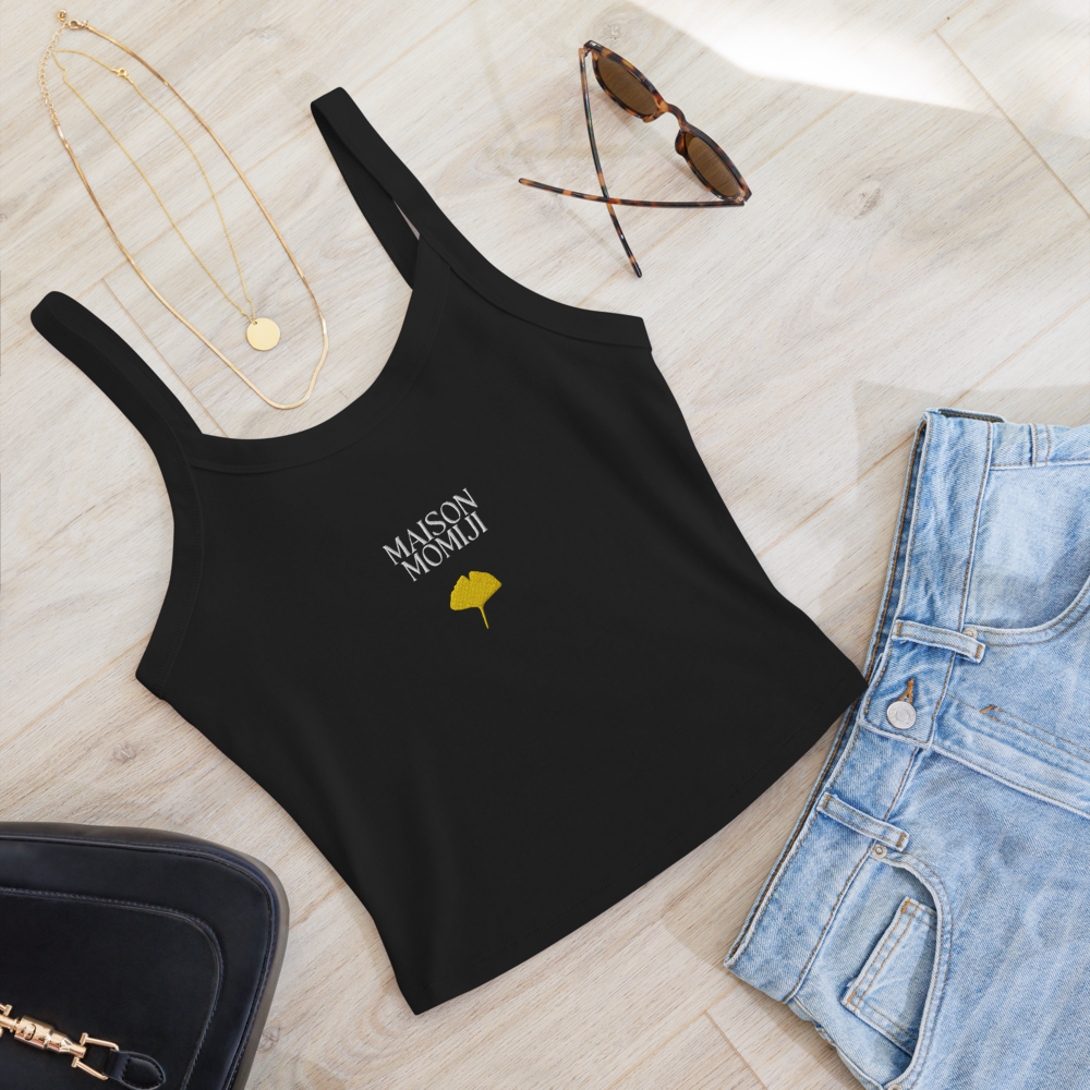 Gingko Leaf Minimalist Tank Top - Onyx