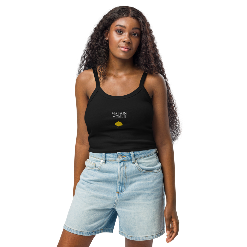 Gingko Leaf Minimalist Tank Top - Onyx
