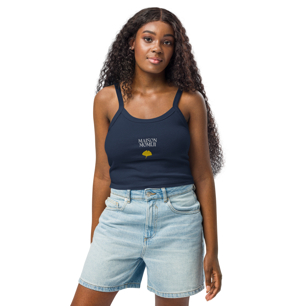 Gingko Leaf Minimalist Tank Top -Indigo