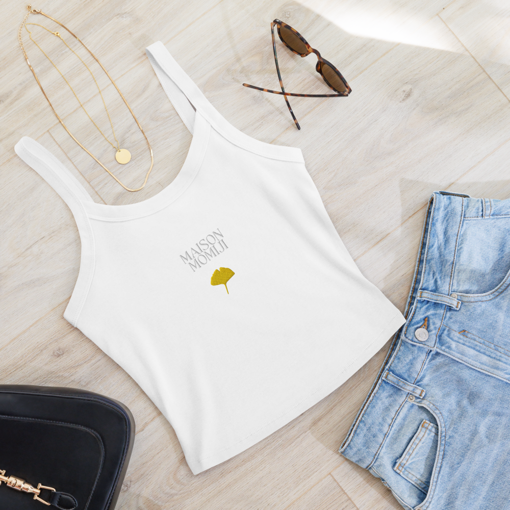 Gingko Leaf Minimalist Tank Top - Pearl