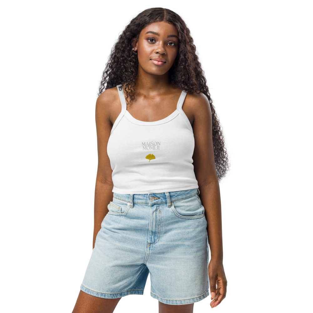 Gingko Leaf Minimalist Tank Top - Pearl